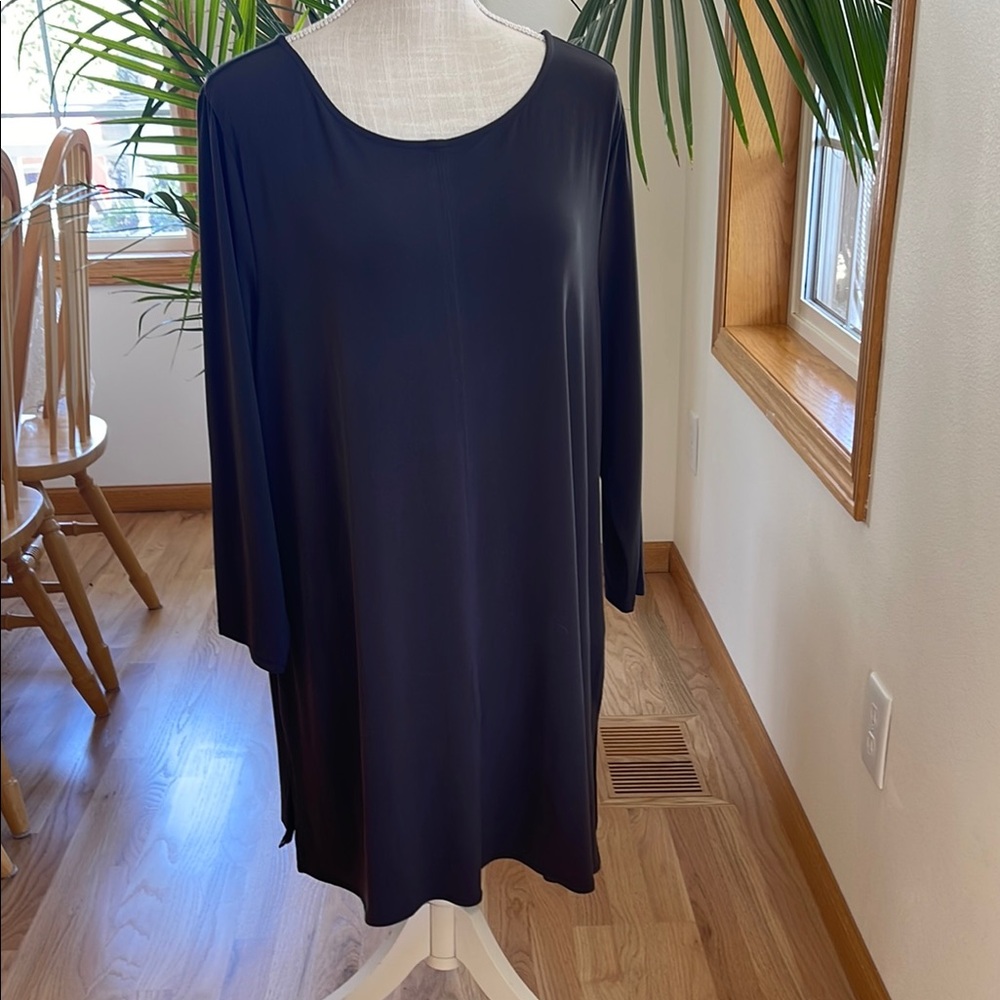 Alfani Black Relaxed Boxy Grayish Black Tunic Top